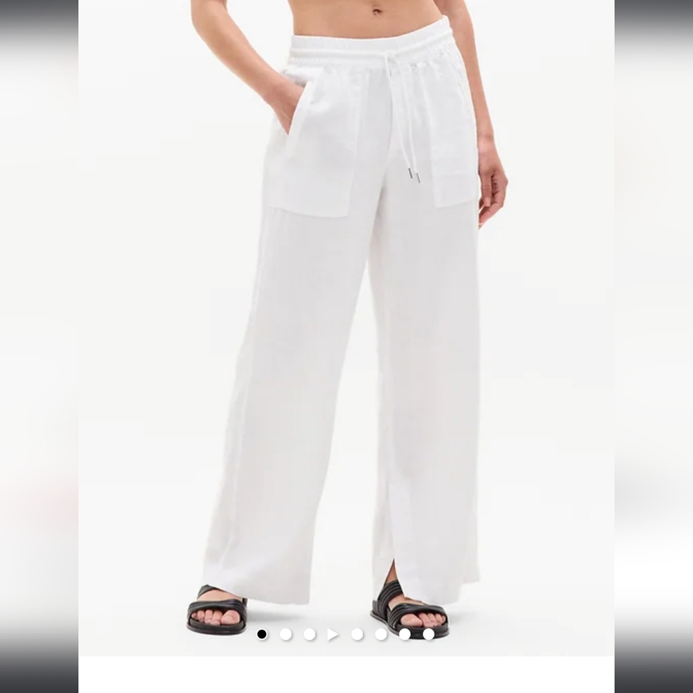 Athleta White Wide-Leg Drawstring Pants